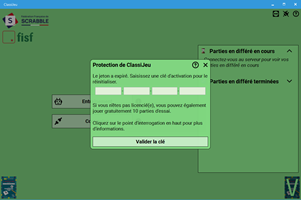 Saisie de la clé d'activation